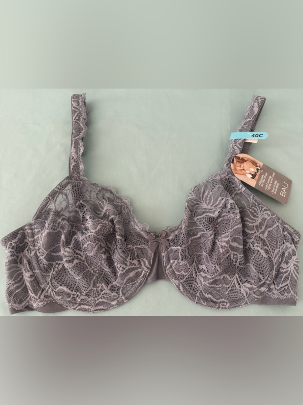 Bali Lace Desire Full-Figure Underwire Bra
 in Gray